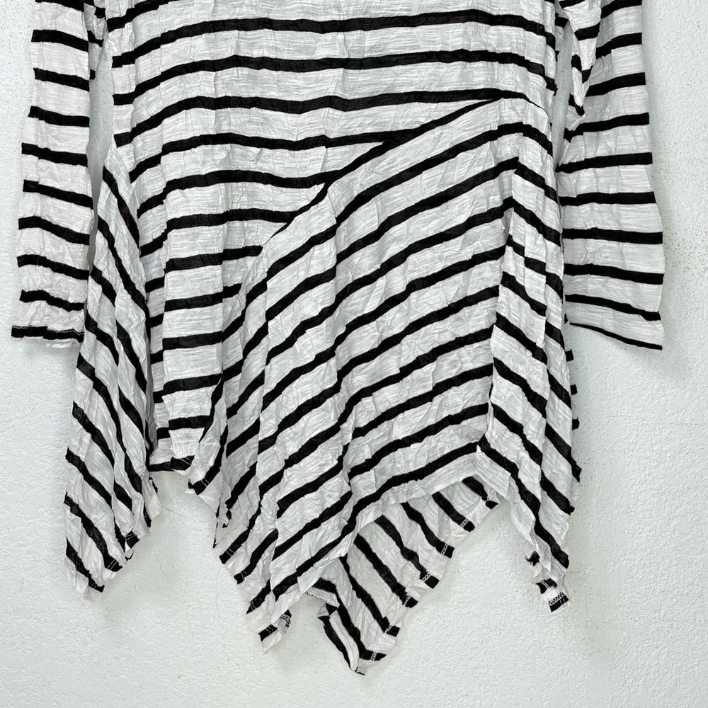 Vecceli Italy Lagenlook Asymmetrical Hem Stripe Tunic Top Fairy Grunge L - Picture 4 of 10